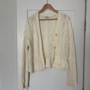 Madewell Ivory Crochet Knit Cardigan, Size L